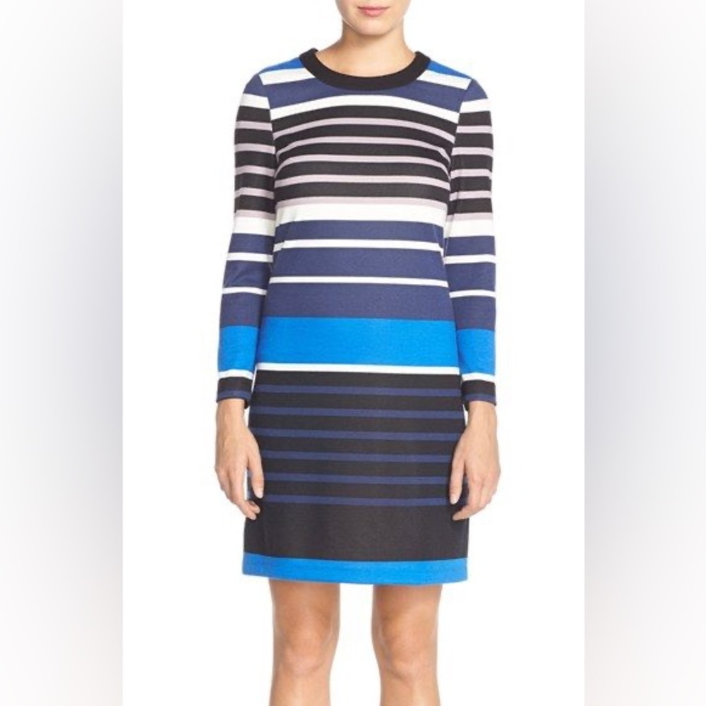 Eliza J Stripe Ponte A-Line Dress | Size 8